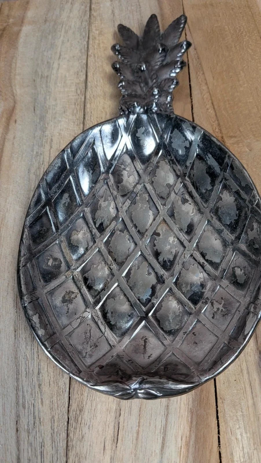 Organizador de escritorio piña vintage en metal plateado – photo 2